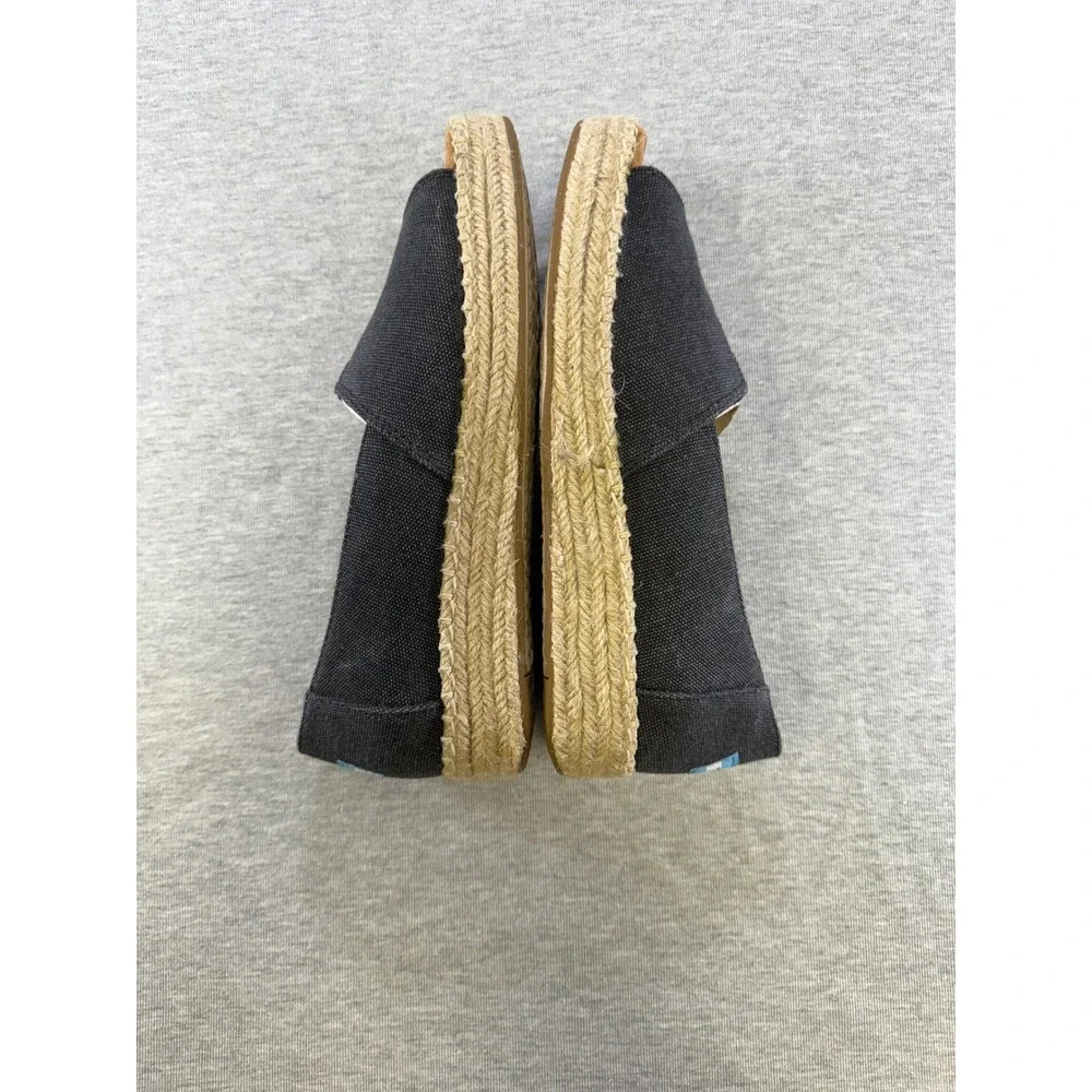 TOMS Clarissa Peep Toe Espadrille Wedge‎ Sandals Charcoal Gray Canvas Womens 8